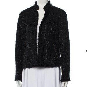 kate spade black sparkly tweed open cardigan jacket 16